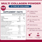 DRFOSTER Multi Collagen Peptides Powder with Probiotics - Type I II III V X Hydrolyzed Collagen Peptides with Multivitamins, Hyaluronic Acid & Biotin - Support Skin Hair Nail Joints & Gut, 35 Servings