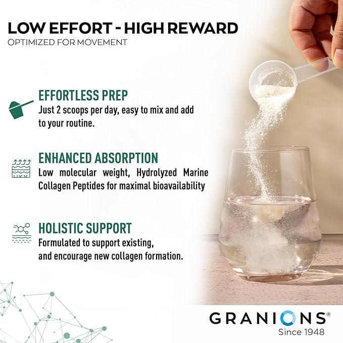 Granions Glucosamine Chondroitin MSM Powder 1,550mg – Joint Supplements for Men and Women - Chondrosteo, Hydrolyzed Marine Collagen Peptides, Essential Vitamins Glucosamine Complex – Wild Berry 9.9oz