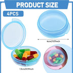 4 Pcs Mini Pill Organizer Small Pill Box Cute Portable Pill Case for Pocket Purse Travel Storage Containers Earplug Case Medicine Dispenser Vitamin Holder (4 Blue)