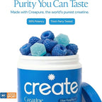 Create Creatine Monohydrate Gummies for Men & Women, Boost Focus, Strength, and Endurance, Anti-Melting Formula, Vegan, Gluten-Free, Non-GMO, 1.5g of Creatine per Gummy (Blue Raspberry)