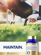 Carlyle Glucosamine Chondroitin MSM | 250 Mini Tablets | Advanced Formula with Turmeric | Non-GMO, Gluten Free