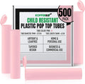 Kopperko Small Pill Container (116mm, 4.6 Inch 500-Pack) | Child Resistant Medication Bottles | Small Pill Tube Container for Spices | Airtight, UV Resistant & Waterproof (Pink Plastic)
