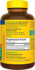 Nature Made Calcium 600 mg with Vitamin D3, Dietary Supplement for Bone Support, 220 Tablets