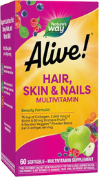 Nature's Way Alive! Hair, Skin & Nails Multivitamin with Biotin and Collagen, 60 Softgels