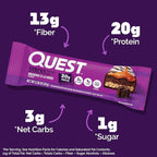 Quest Nutrition Stacks Protein Bars, Brownie a la Mode Flavor, 20g Protein, 3g Net Carbs, 1g Sugar, High Fiber, Low Sugar, Gluten Free, 4 Count