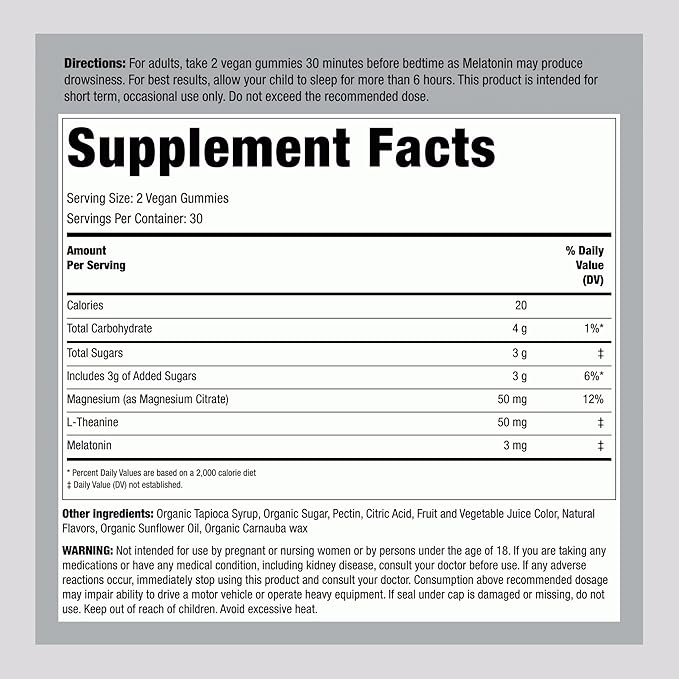 Piping Rock Melatonin Gummies | with Magnesium and L-Theanine | Blueberry Pomegranate Flavor | Vegan, Non-GMO and Gluten Free Supplement
