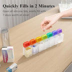 KOVIUU Weekly Pill Organizer Magnetic, Removable Pill Box 7 Day 1 Time a Day, Large Pill Case Travel, Week Once Daily Medication Dispenser, Medicine Container Holder for Supplement Vitamin, White