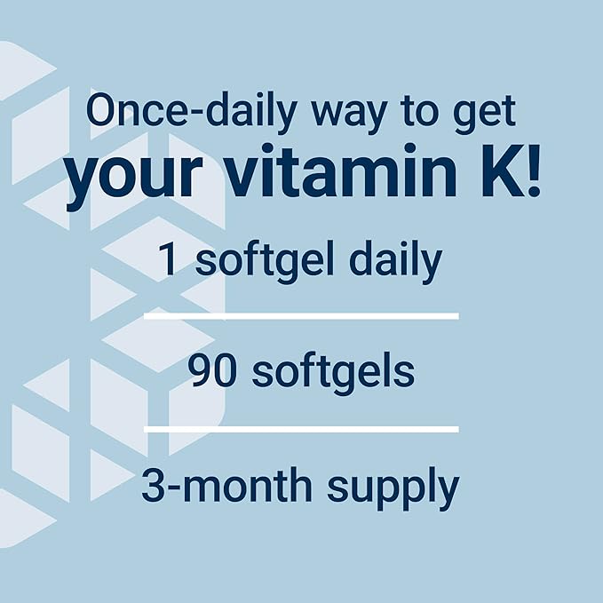 Life Extension Super K, Vitamin K Supplement, 2000 Mcg Vitamin K and 1180 Mcg Vitamin K2, Heart Health, Once-Daily, 90 Softgels