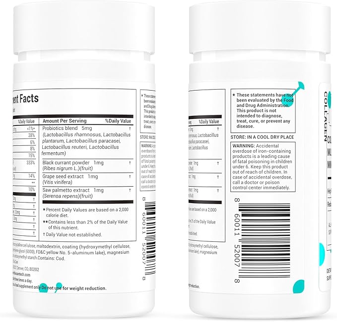 DrBioCare Collagen Peptides for Women, Beauty Vitamin & Mineral Supplement,Contains Vitamin D3, Probiotics for Women & Collagen Peptides,Vitamin E,Vitamin B Complex - Made in USA - 120 Tablets