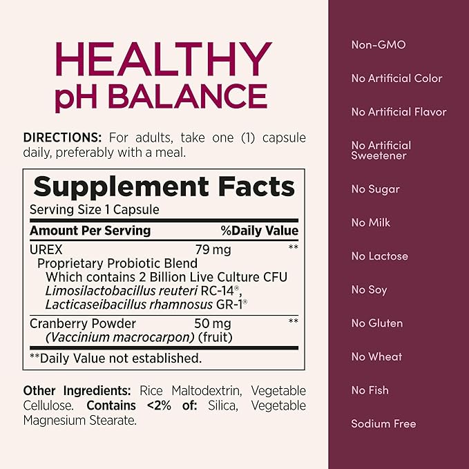 Nature's Bounty Probiotics for Women, Vaginal Probiotics for Healthy pH Balance, 2 Billion CFU, Clinically Studied Strains, Optimal Solutions pH Balance Pills, 30 Vegetarian Capsules