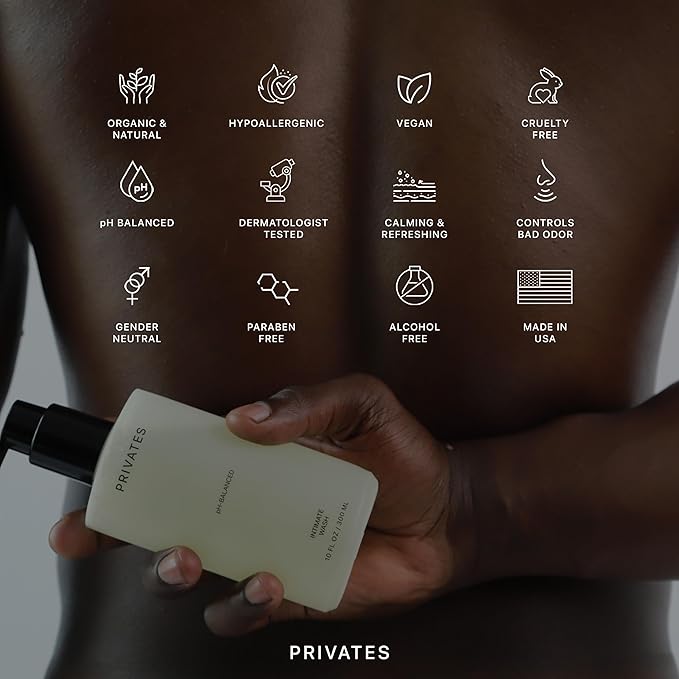 PRIVATES pH-Balanced INTIMATE WASH for Women & Men | Odor Control, Irritation & Dryness Relief | Hydrating & Soothing with Aloe | Microbiome-Friendly | Natural Ingredients | Fragrance-Free | 10 fl oz