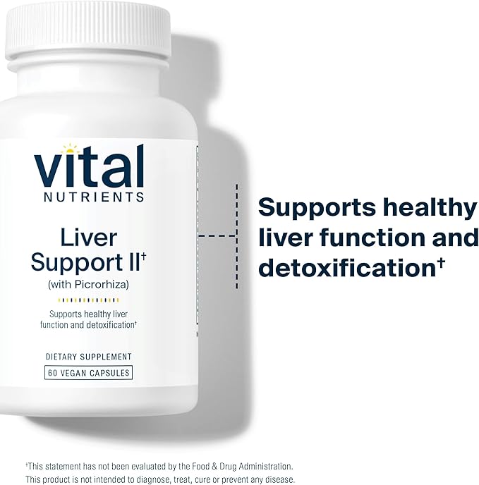 Vital Nutrients Liver Support II with Picrorhiza, Milk Thistle and Curcumin - Vegan Supplement - Herbal Combination to Support Healthy Liver Function* - Gluten, Dairy and Soy Free - 60 Capsules