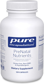 Pure Encapsulations PreNatal Nutrients - for Pregnancy & Lactation - Aids Energy & DNA Development* - with Folate, Choline & Iron - Gluten Free & Non-GMO - 120 Capsules