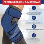 Dr. Arthritis Stabilizing Hip Brace for Men & Women, Thigh Compression Sleeve & Hip Support for Muscle Recovery, Hamstring Brace with Handbook, Sciatica Pain Relief Devices - Right Leg (L/XL, Navy)
