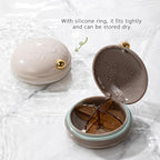 Cute Pill Holder for Purse, Daily Pill Organizer 4 Times a Day, Pill Travel Case, Portable Round Daily Pill Case Dispenser Organizer Containers (Beige)