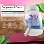 Yerba Magic Yerba Mate Capsules - 100% Pure Extract, High Potency Energy & Focus - 75mg Clean Caffeine Yerba Mate Pill, No Jitters, No Fillers - Unsmoked, South American Sourced - 60 Day Supply