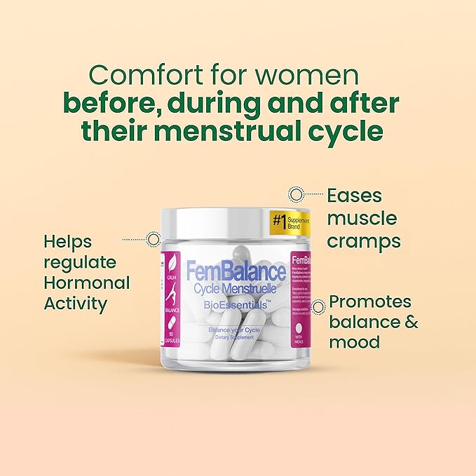 FemBalance® – Women’s Hormone Balance Supplement for PMS Support & Menstrual Cramp Relief - Ashwagandha, Magnesium & Chamomile for Hormonal Balance, Mood & Energy – 90 Vegan Capsules