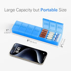 Barhon Pill Organizer Large, Weekly Medicine Pill Organizers, 7 Day Pills Box Case Travel for Big Vitamin Supplements Fish Oil, Light Blue