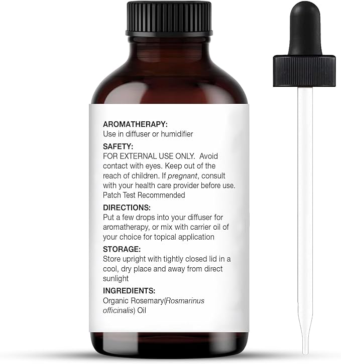 Majestic Pure Organic Rosemary Essential Oil - 100% Pure & Premium Oil for Hair Growth, Skin, Face, Aromatherapy & Diffuser - 1 fl oz | Perfect Oil for Hair Growth