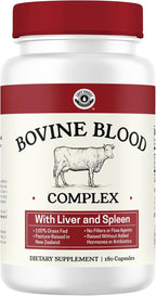 Left Coast Performance Grass Fed Bovine Blood and Beef Liver Supplement –100% Grass Fed, New Zealand Pasture Raised Beef Organs - Natural Blood Builder, Non GMO, Freeze Dried –180 Capsules