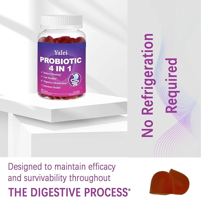 Probiotic Kombucha Gummies | Sugar Free | Probiotics Fiber Supplement for Women and Men | 1.6 Billion CFU Lactobacillus Plantarum & Slippery Elm for Bloating & Gut Health | Strawberry Flavor