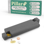 Pillar AM/PM Pill Box Organizer Two Times a Day | Aesthetic 7 Day Tablet Organizer 2 Times A Day | Beautiful Weekly Pill Box for Day and Night Medication (Slate Grey)