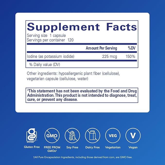 Pure Encapsulations Iodine - Supplement to Support The Thyroid & Help Maintain Healthy Cellular Metabolism - with Premium Potassium Iodide - 120 Capsules