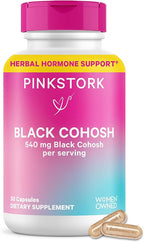 Pink Stork Black Cohosh Supplements for Women - 540 mg Pure Black Cohosh for Perimenopause, Menopause Support- 30 Capsules