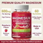 Magnesium Glycinate Gummies for Calm & Rest, Sugar Free High Absorption Magnesium Supplement for Men & Women, Gentle on Stomach, Chewable, Raspberry, 60 Count (Pack of 2)