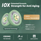 Liposomal NAD+ Supplement 1200mg with Trans Resveratrol - Boost NAD+ Levels, Energy & Anti-Aging Support - Vegan, 100 Capsules