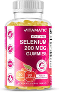 Vitamatic Yeast Free Selenium Gummies 200mcg as Selenomethionine Supplement Essential Trace Mineral with Superior Absorption 90 Pectin Based Gummies
