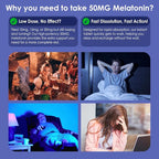 NEVISS Melatonin 50 mg for Adults - Extra Strength 9-in-1 Fast Dissolve Sublingual - High Dose with Magnesium Glycinate, Vitamin D3, Ashwagandha, Lemon Balm, Chamomile, Sugar Free, Vegan 180 Tablets