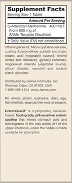 Jarrow Formulas SAMe Supplement 400 mg - 60 Tablets - High Concentration of Active S,S Form - Supports Joint Health, Liver Function, Brain Metabolism, Balanced Mood & Antioxidant Defense - 60 Servings