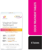 vH essentials Vaginal Odor Treatment - pH Balanced Vaginal Suppositories - 6 Tablets With Applicator, White