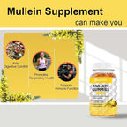 Mullein Gummies, 2000mg Organic Mullein Leaf Extract with Quercetin, Bromelain & Vitamin D3, Mullein Leaf Extract for Respiratory, Natural Lung Cleanse, Improve Appetite, Vegan, Non-GMO, 2 Pack