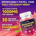 Potassium Citrate Gummies for Adults, Sugar-Free Potassium 1000mg Support Leg Cramps & Electrolyte Balance High Potency 60 Count