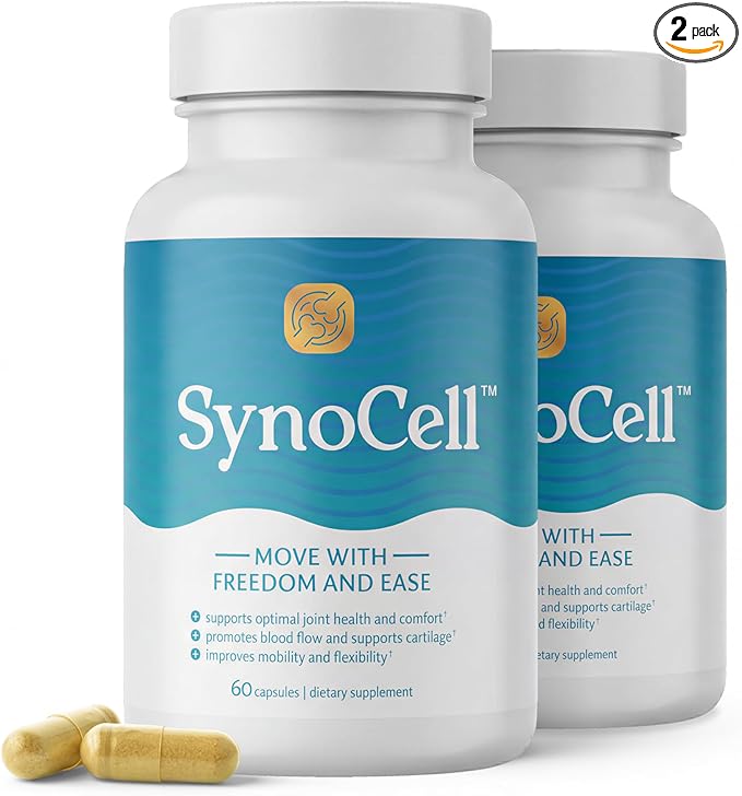 Synocell Glucosamine Chondroitin Complex 2 Pack Back, Neck, and Joint Support Supplement with Boswellia, Quercetin, & MSM - Renew Your Joints from the Inside Out - Move with Freedom and Ease