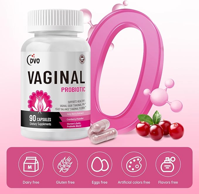 DVO Vaginal Probiotics for Women,pH Balance,60 Billion CFU with Prebiotics & Lactobacillus,Healthy Odor, Yeast Balance & Flora Support for Immune Health 90 Count