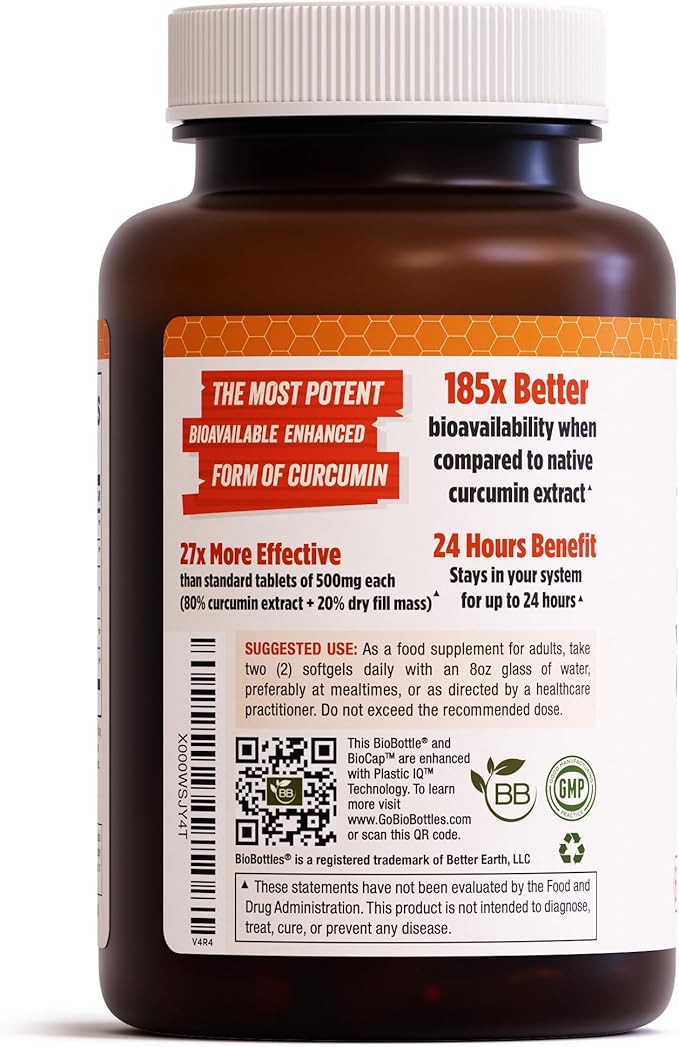 A1Vitality NovaSOL Turmeric Curcumin 1000mg – Clinically Proven 185x Higher Absorption – Promotes Joint Comfort, Mobility & Overall Wellness – Non-GMO, Doctor Formulated, 60 Softgels.