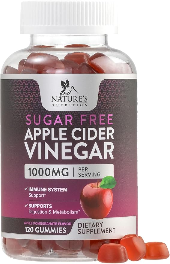 Apple Cider Vinegar Gummies for Weight Loss, Zero Sugar - Apple Cider Vinegar Powder 1000mg Per Serving - Vegan Apple Cider Vinegar Gummy for Detox & Cleanse - Sugar Free ACV Supplement - 120 Gummies