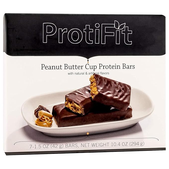 PROTIFIT - Low Calorie Snack Bar for Healthy Diets, High Protein, 15g Protein, Low Carb, Low Sugar, Ideal Protein Compatible, 7 Servings Per Box (Peanut Butter Cup)
