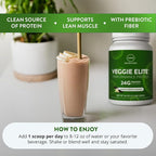 MRM Veggie Elite Performance Protein - Vanilla Bean, Plant-Based Powder, 24g Protein per Serving with BCAAs & Digestive Enzymes, Clinically Tested - Vegan, Gluten-Free - 30 Servings