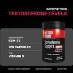Weider Prime Testosterone Support - Men's Nutrition - Enriched with Vitamins & Minerals - with Ashwagandha, Chromax Chromium, Bioperine & Zinc - Gluten Free - 120 Capsules