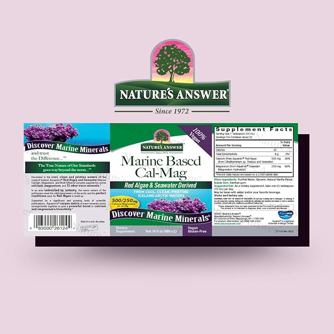 Nature's Answer Marine Based Calcium Magnesium, Vanilla Cream, 16-Ounce