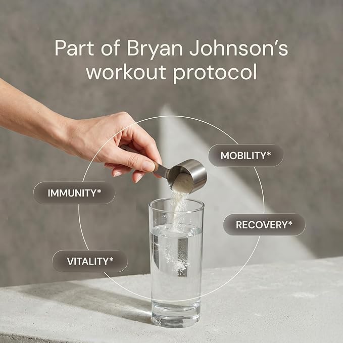 Blueprint Bryan Johnson Hydrolyzed Collagen Peptides Powder – Type I, II & III Collagen for Women & Men – Unflavored Protein Supplement for Hair, Skin, Nails, Joints & Cartilage – 20g – 30 Servings