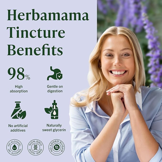 HERBAMAMA Vitex Chasteberry Supplement for Women - Natural Menopause Support* with Vitex Berry Tincture - Chaste Tree Berry Drops for Hormonal Balance & Cycle Support* - 84-Day Supply