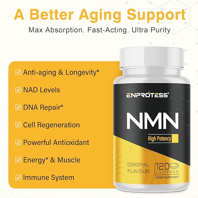 Sublingual NMN 500mg, Max Absorbency & Fast-Acting NMN Supplement（120-Day Supply）, 99% Pure NMN (Nicotinamide Mononucleotide) for NAD, Cell, Immune, Energy, Muscle, Anti-Aging, Longevity, 120 Lozenges