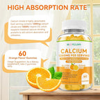Calcium Citrate Gummies for Kids, Adult - 1200 mg with Vitamin D3 1000IU - Support Bone, Teeth, Immune Health, High Absorption Calcium and Vitamin D Supplement, Orange Flavor, 120 Count