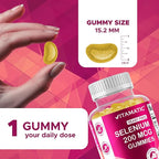 Vitamatic Yeast Free Selenium Gummies 200mcg as Selenomethionine Supplement Essential Trace Mineral with Superior Absorption 90 Pectin Based Gummies