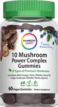 Rainbow Light Mushroom Power Complex Supplement | 60 Gummies | 10 Types of Premium Mushrooms Including Lion's Mane, Poria, Shiitake, Turkey Tail & More | Delicious Blueberry Flavor